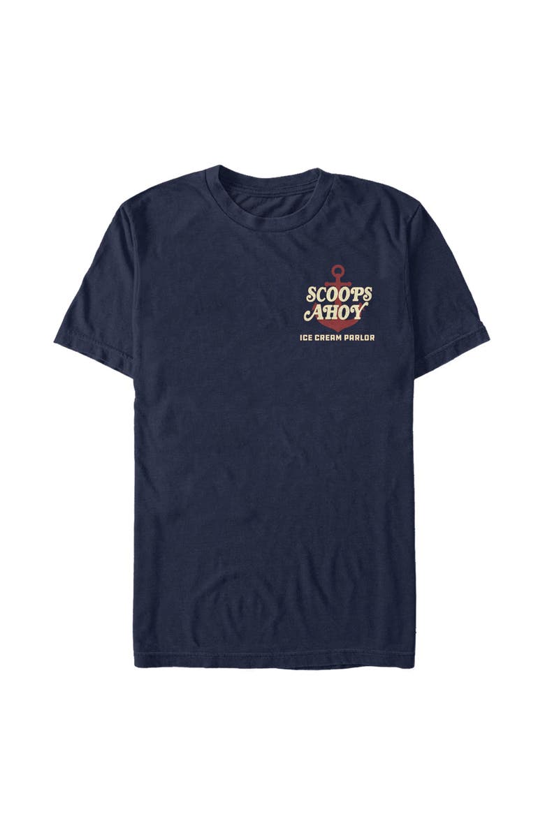 Stranger Things Men's Stranger Things Scoops Ahoy Ice Cream Parlor Graphic T-Shirt, Main, color, Navy Blue