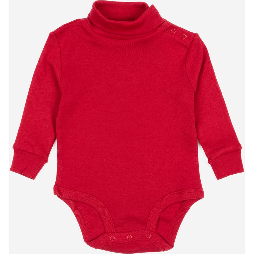 Leveret Baby Turtleneck Bodysuit, Cotton Long Sleeve In Red