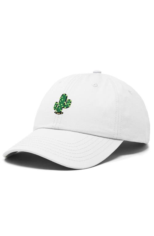 Dalix Cactus Embroidered Low Crown Cap In White