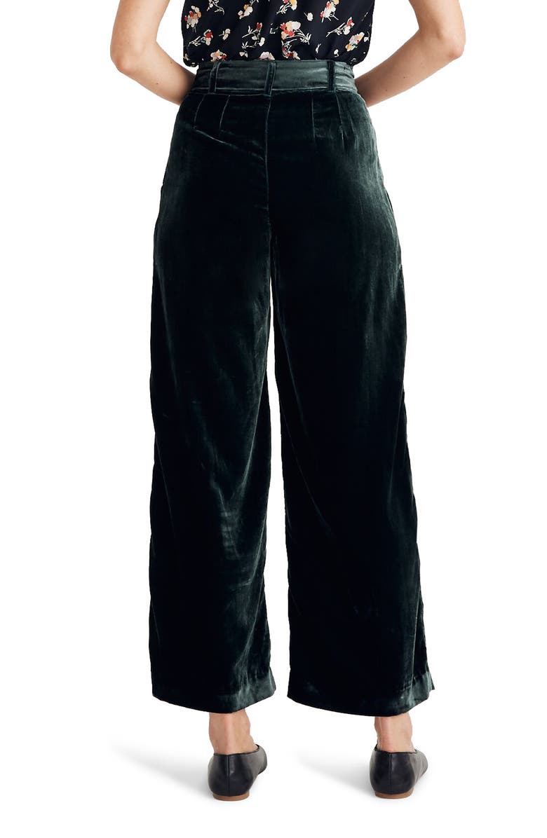 Madewell Pleated Wide Leg Velvet Pants, Alternate, color,