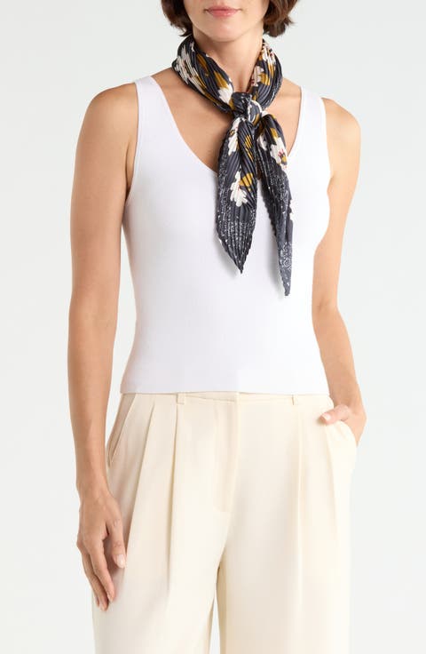 Pleated Satin Scarf