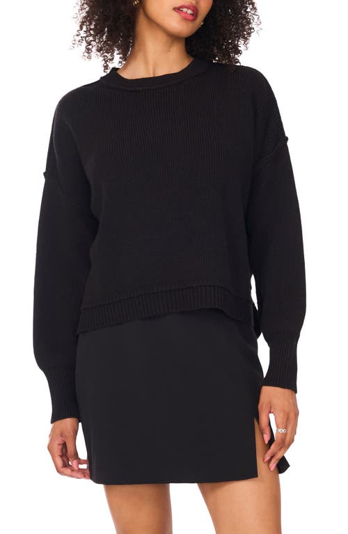 1.state Relaxed Crewneck Sweater In Black