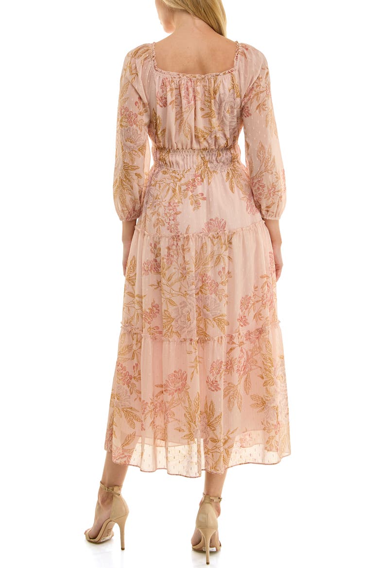 Tiered Midi Dress, Alternate, color, ROSEWATER FLORAL