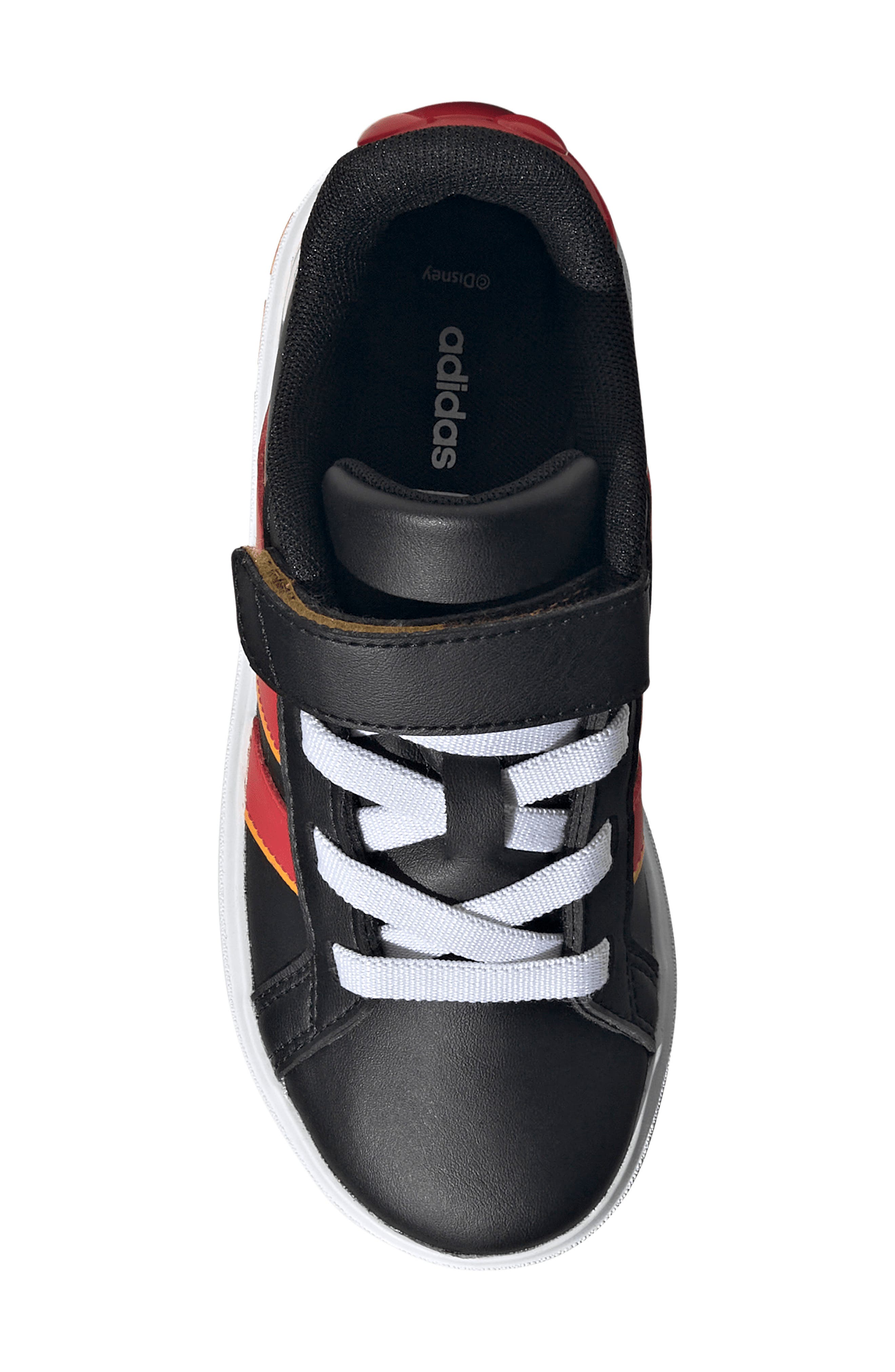 Kids' Grand Court Mickey Mouse Sneaker, Alternate, color, BLACK/ PURE RUBY/ YELLOW