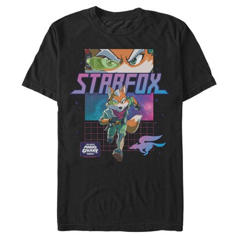 Men's Anime Fox McCloud Grid Short Sleeve T-Shirt