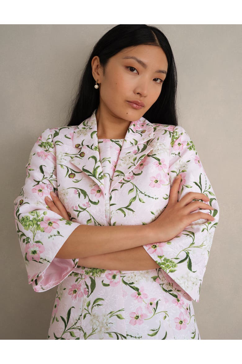 Lana Cropped Floral Jacket, Alternate, color, Pale Pink Multi
