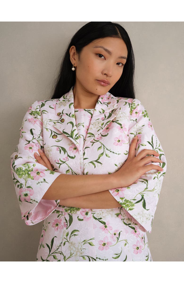 HOBBS LONDON Lana Cropped Floral Jacket, Alternate, color, Pale Pink Multi