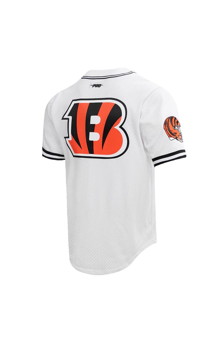PRO STANDARD Men's Pro Standard Joe Burrow White Cincinnati Bengals Mesh Baseball Button-Up T-Shirt, Alternate, color, White