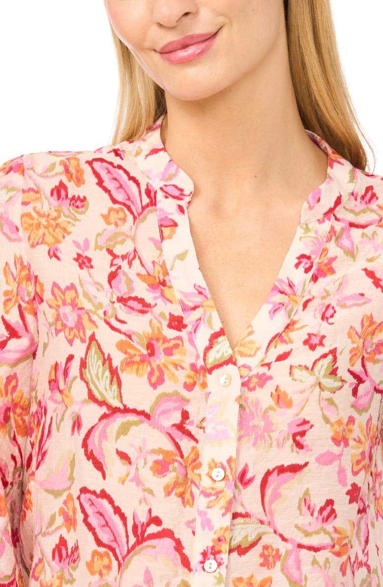 Halogen<sup>®</sup> Floral Three Quarter Sleeve Button-Up Shirt, Alternate, color, Magenta