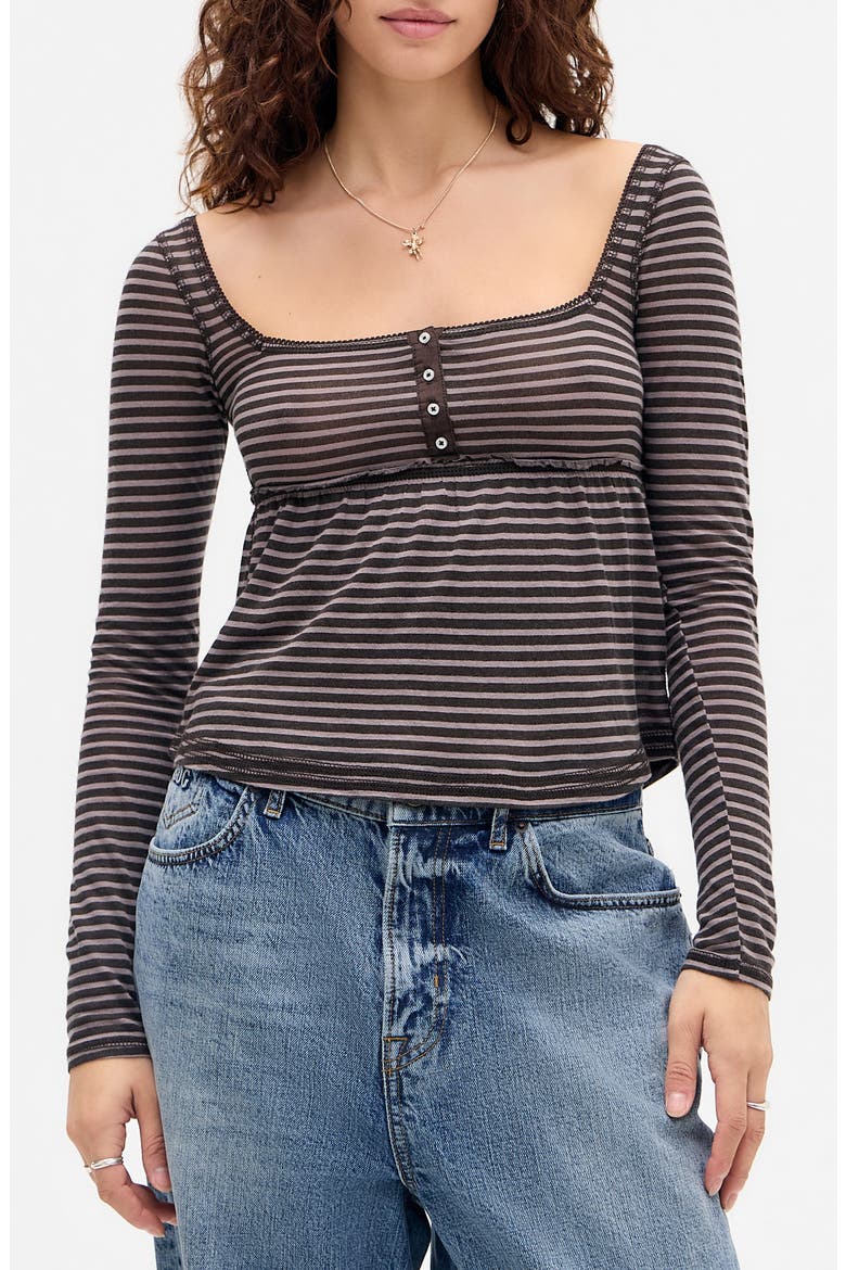 Brittney Long Sleeve Babydoll Top, Main, color, BROWN