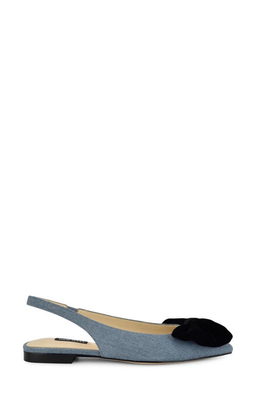 Shop Nine West Junnie Pointed Toe Slingback Flat In Medium Blue