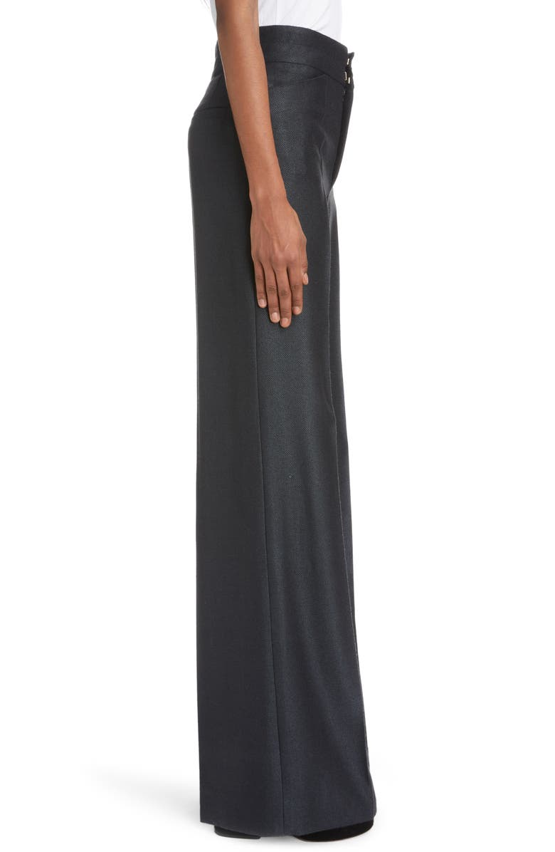 Chloé High Waist Armored Silk & Wool Wide Leg Pants, Alternate, color, 
