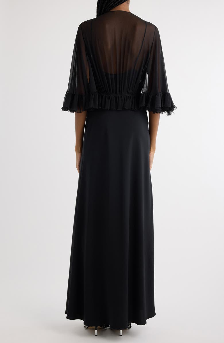 Chloé Semisheer Silk Georgette Dress, Alternate, color, Black