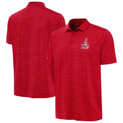 Men's Antigua Heather Red Los Angeles Angels Celebrating America's 250th Layout Polo