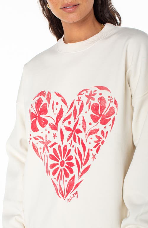 Roxy Line-up Heart Oversize Graphic Sweatshirt In White