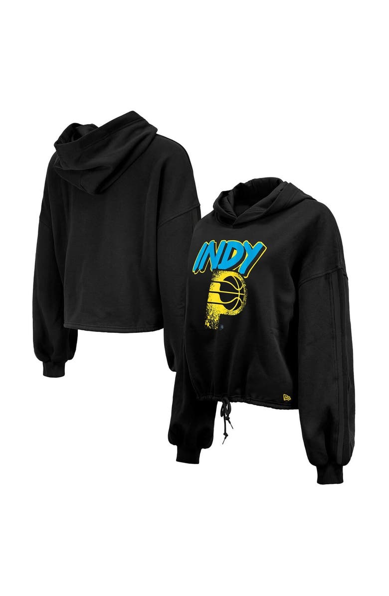 New Era Women's New Era Black Indiana Pacers 2024/25 City Edition Cropped Pullover Hoodie, Main, color, 