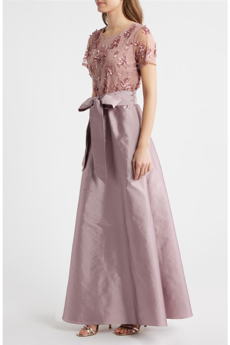 3D Floral Bodice Beaded Gown, Alternate, color, QUARTZ