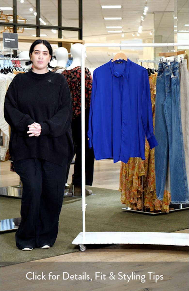 Flower Choker Tie Neck Button-Up Top, sales video thumbnail