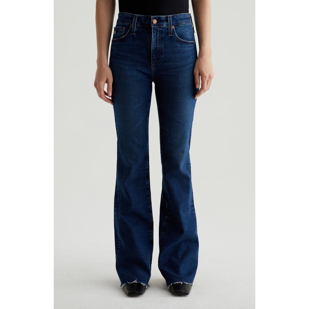 Ag Farrah Raw Hem High Waist Bootcut Jeans In Blue