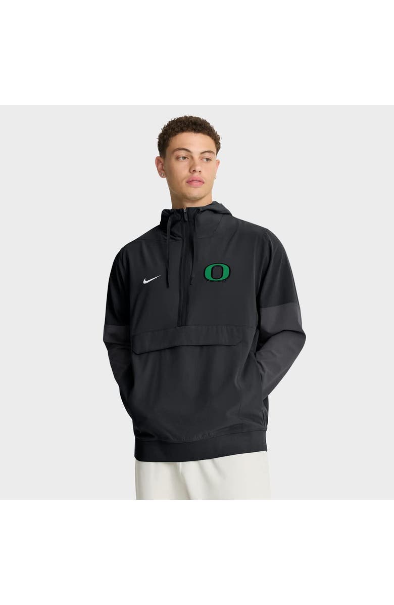 Nike Men's Nike Black Oregon Ducks Anorak Half-Zip Hoodie Jacket, Main, color, 