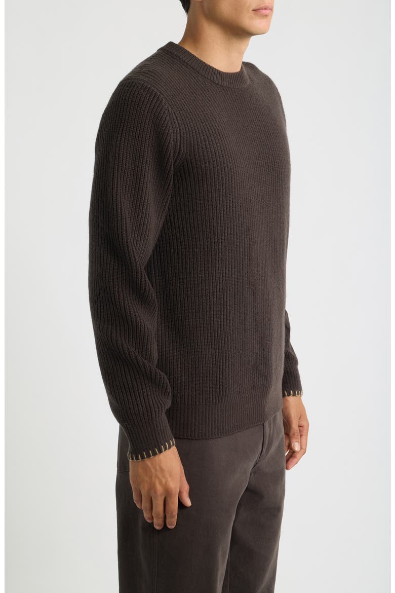 Whipstitch Shaker Rib Wool & Cashmere Sweater, Alternate, color, MIDLAND