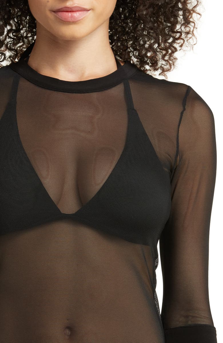 Norma Kamali Sheer Mesh Cover-Up Dress, Alternate, color, 