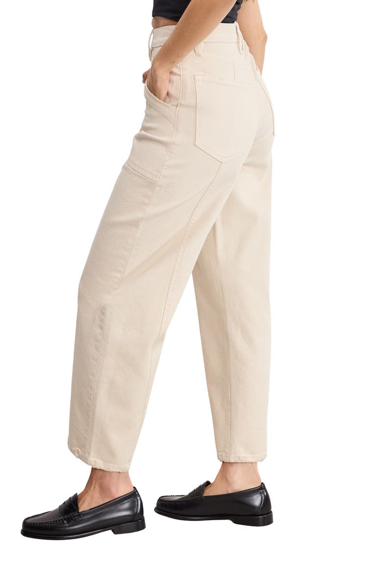 Cotton Blend Canvas Crop Barrel Leg Pants, Alternate, color, CANVAS