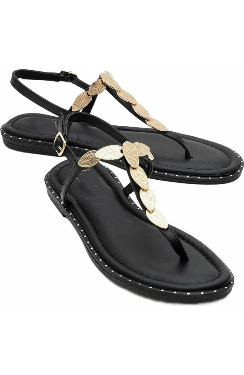 Forever & Always Shoes Marea Leather Flat Sandal, Main, color, Black Leather