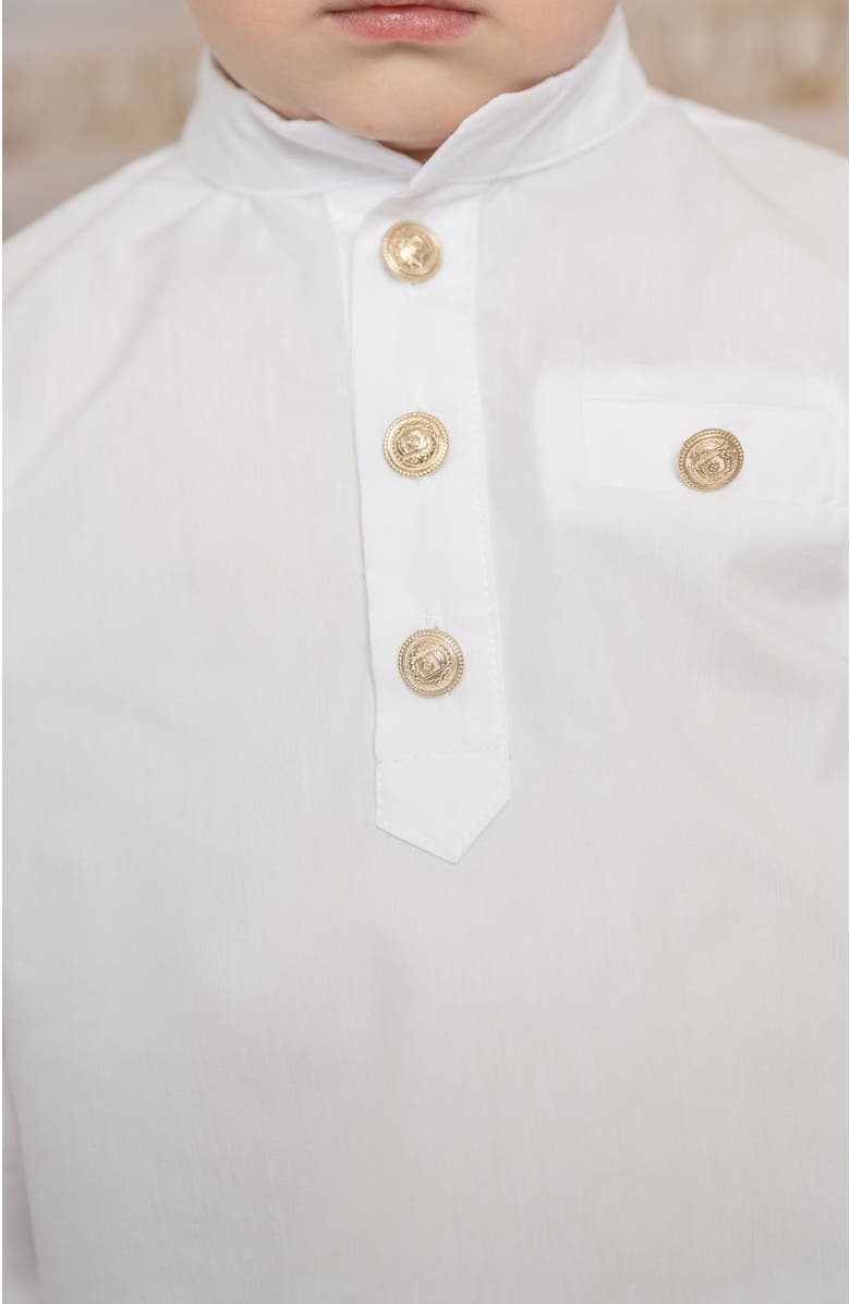 Petite Maison Kids Charlie White Mandarin Collar Shirt, Alternate, color, White