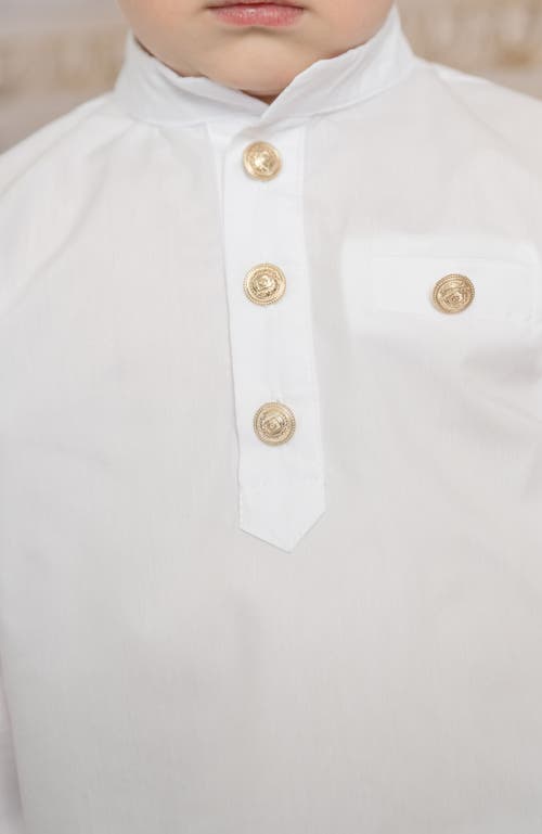 PETITE MAISON PETITE MAISON KIDS CHARLIE WHITE MANDARIN COLLAR SHIRT