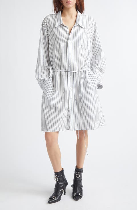 Stripe Drop Neck Shirtdress