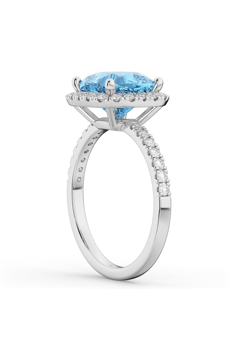 Cushion Cut Halo Blue Topaz & Diamond Engagement Ring 14k White Gold, Alternate, color, 3.11ct/White Gold