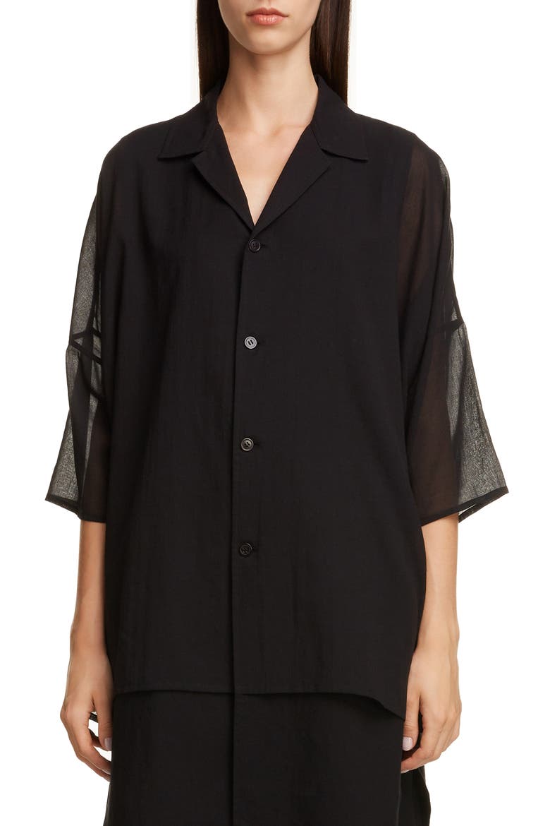 Double Layer Cotton Shirt, Main, color, BLACK