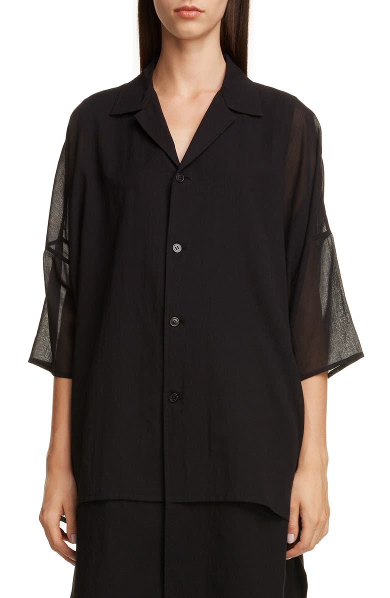 Y's by Yohji Yamamoto Double Layer Cotton Shirt, Main, color, 