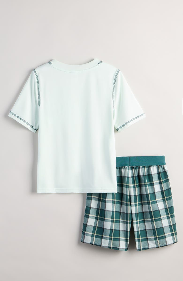Nordstrom Kids' Pajama T-Shirt & Shorts Set, Alternate, color, Morning Mist Plaid
