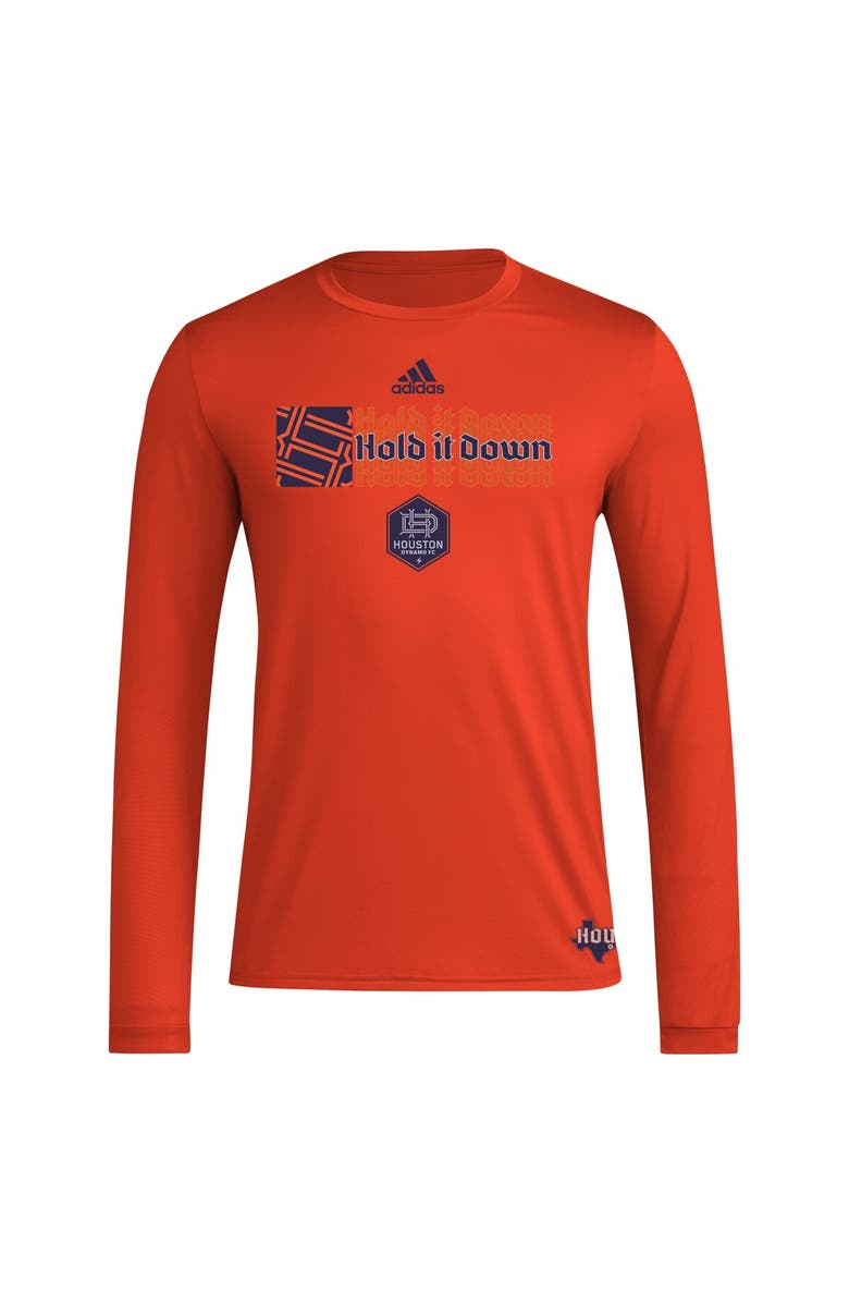 adidas Men's adidas Orange Houston Dynamo FC 2024 Jersey Hook AEROREADY Long Sleeve T-Shirt, Alternate, color, Orange