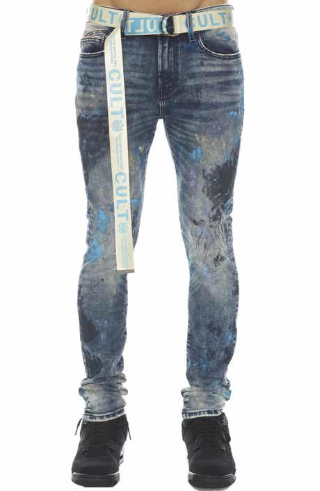 Cult of Individuality Punk Super Skinny Stretch Jeans with Web Belt