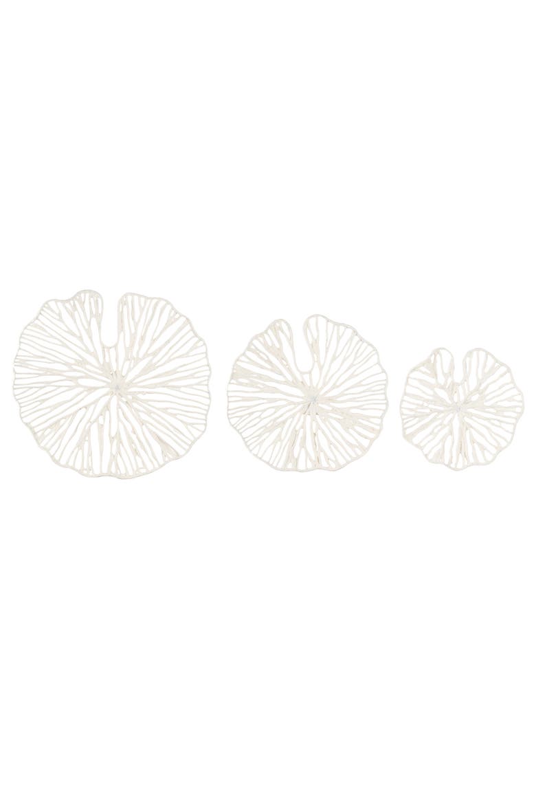 Handmade White Coral Shaped Paper & Metal Wall Décor, Main, color, White