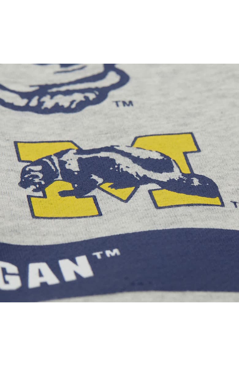 Mitchell & Ness Men's Mitchell & Ness Heather Gray Michigan Wolverines All Over Print Sweatshirt, Alternate, color, Heather Gray