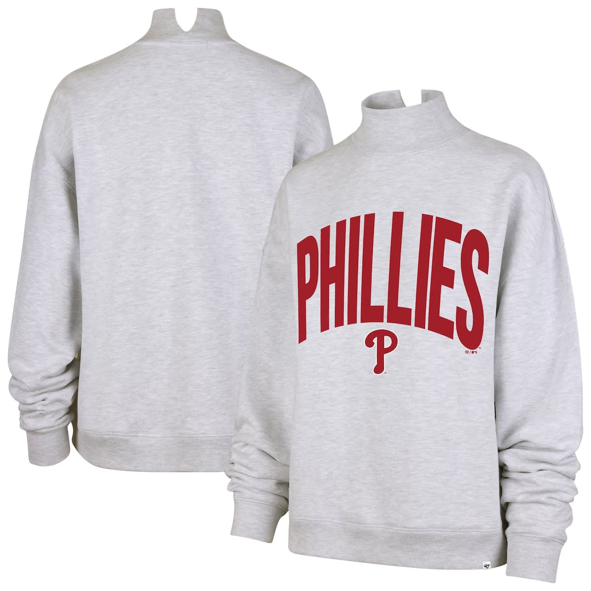 47 Brand '47  Heather Gray Philadelphia Phillies Subtle Muse Mock Neck Sweatshirt
