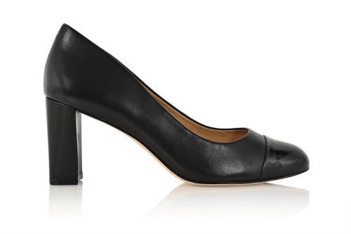 Joan Oloff Shoes Sandra Leather Cap Toe Pump In Black