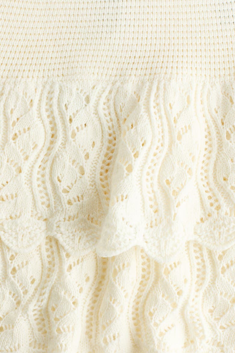 Crochet-look Tiered Skirt, Alternate, color, Cream