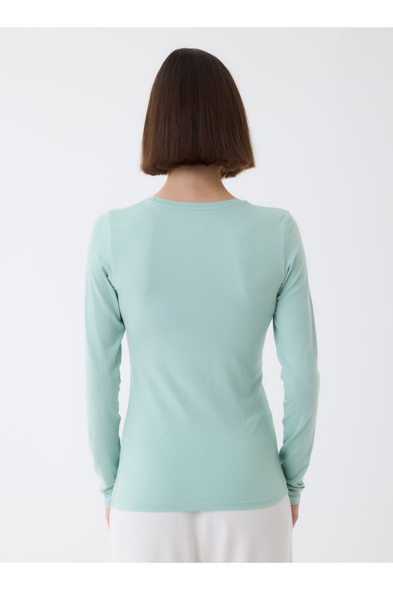 Soft Touch Long Sleeve Crewneck T-Shirt, Alternate, color, AQUA
