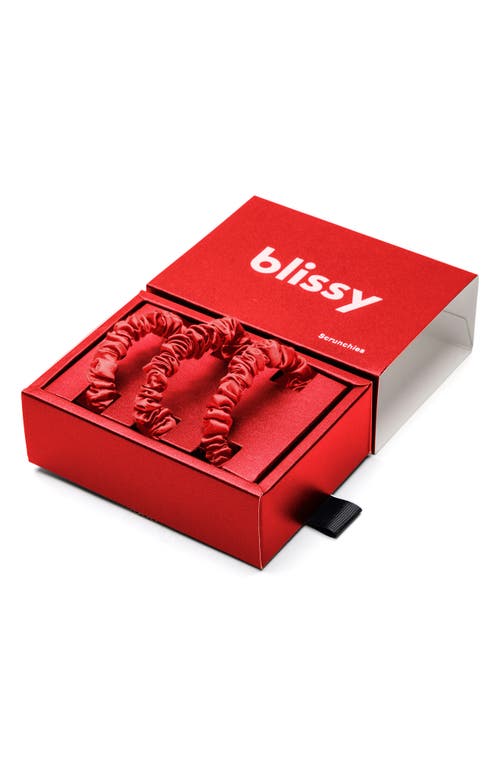 Blissy 3-pack Skinny Silk Scrunchies In Red