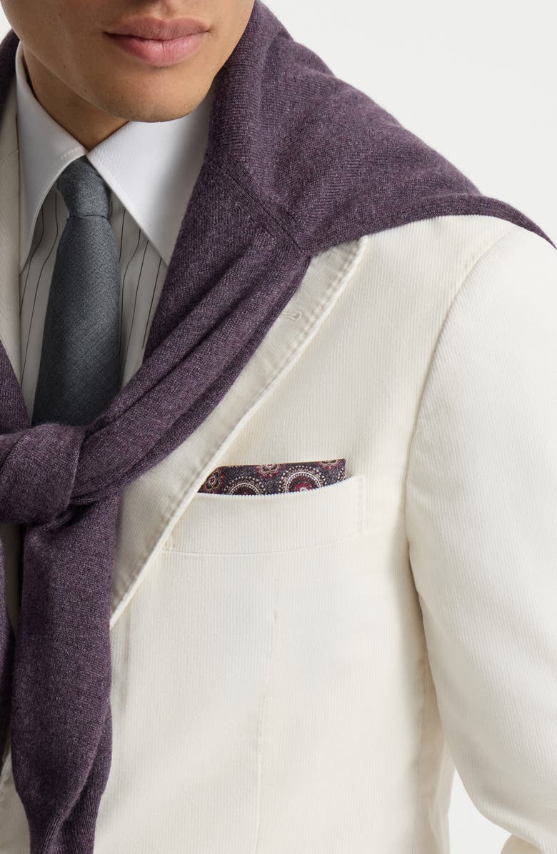 Brunello Cucinelli Silk pocket square with medallion design, Alternate, color, Anthracite