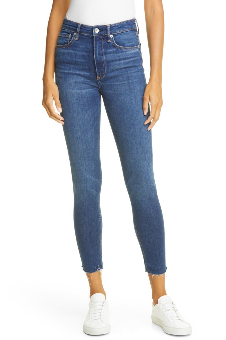 Nina High Waist Raw Hem Ankle Skinny Jeans, Main, color, JASPER