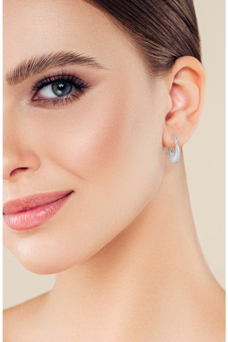 Ribbed Hoop Earrings, Alternate, color, SILVER