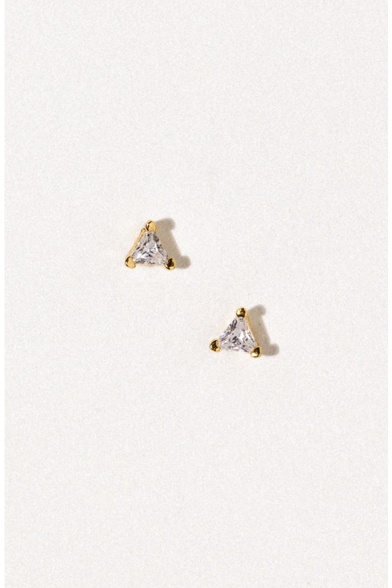 Pyramid Cubic Zirconia Stud Earrings, Alternate, color, GOLD
