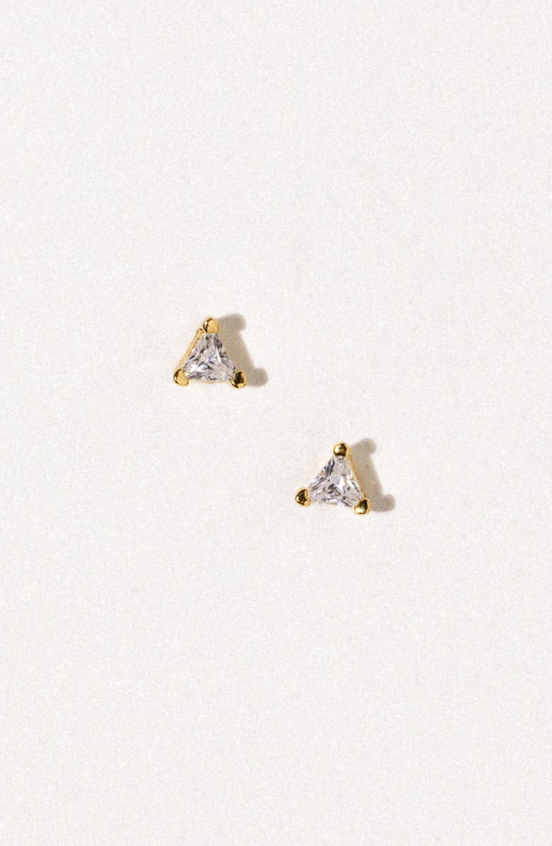 Child of Wild Pyramid Cubic Zirconia Stud Earrings, Alternate, color, Gold