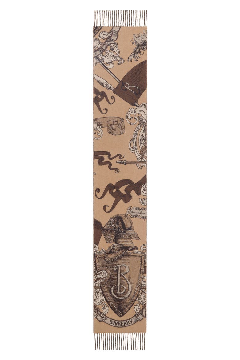 Etched Knight Cashmere Scarf, Alternate, color, SAND